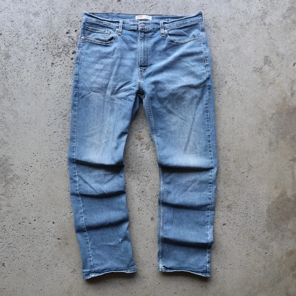 Levi Strauss Signature Men's Jeans 38x32 Straight Fit Light Wash Stretch‎ Denim